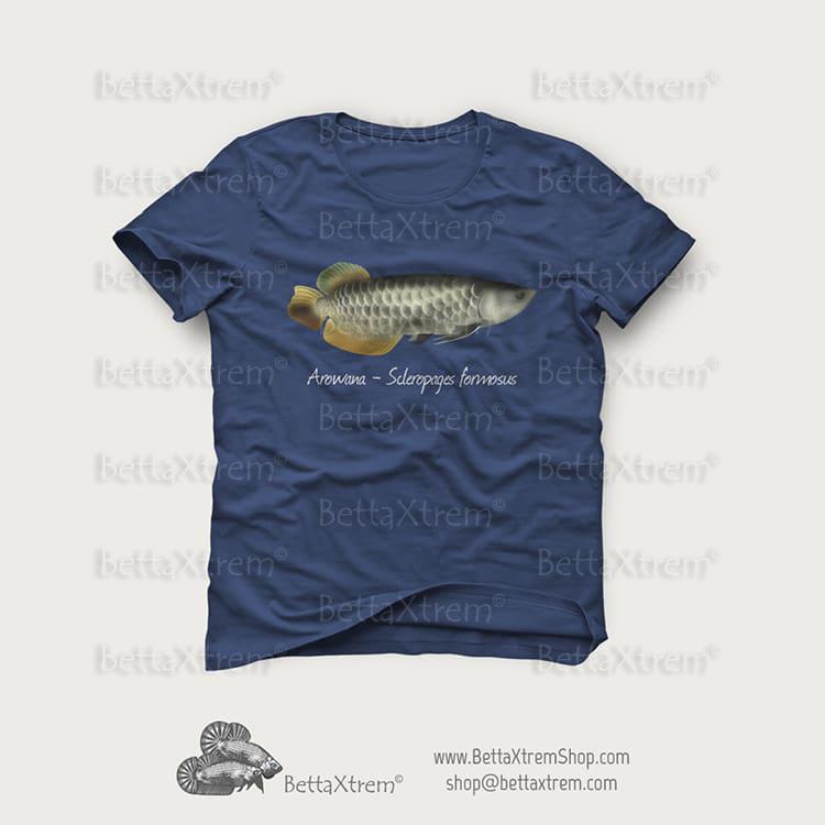 Camiseta Azul de Hombre Arowana - Scleropages formosus 1