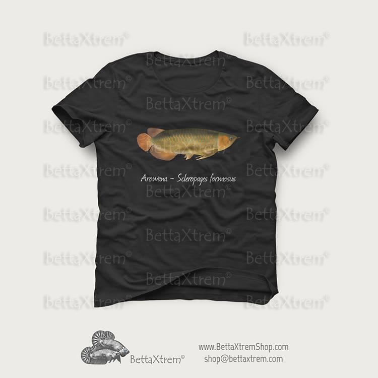 Camiseta Negra de Hombre Arowana - Scleropages formosus 4