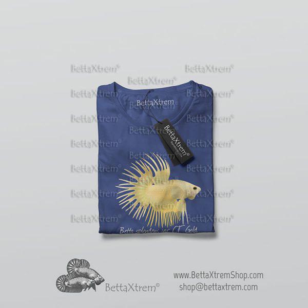 Camiseta Azul de Hombre Betta splendens crowntail gold