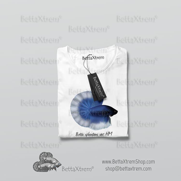 Camiseta Blanca de Hombre Betta splendens halfmoon butterfly azul