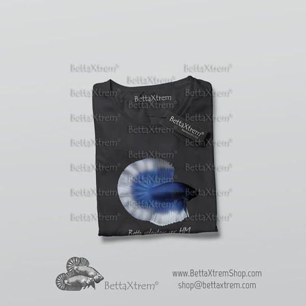 Camiseta Negra de Hombre Betta splendens halfmoon butterfly azul