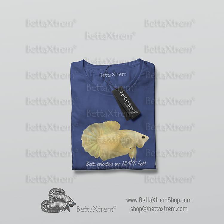 Camiseta Azul de Hombre Betta splendens halfmoon plakat gold