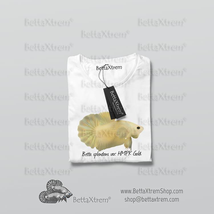 Camiseta Blanca de Hombre Betta splendens halfmoon plakat gold