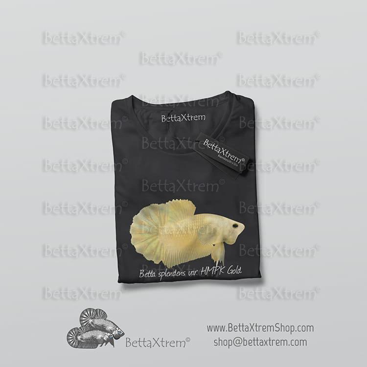 Camiseta Negra de Hombre Betta splendens halfmoon plakat gold