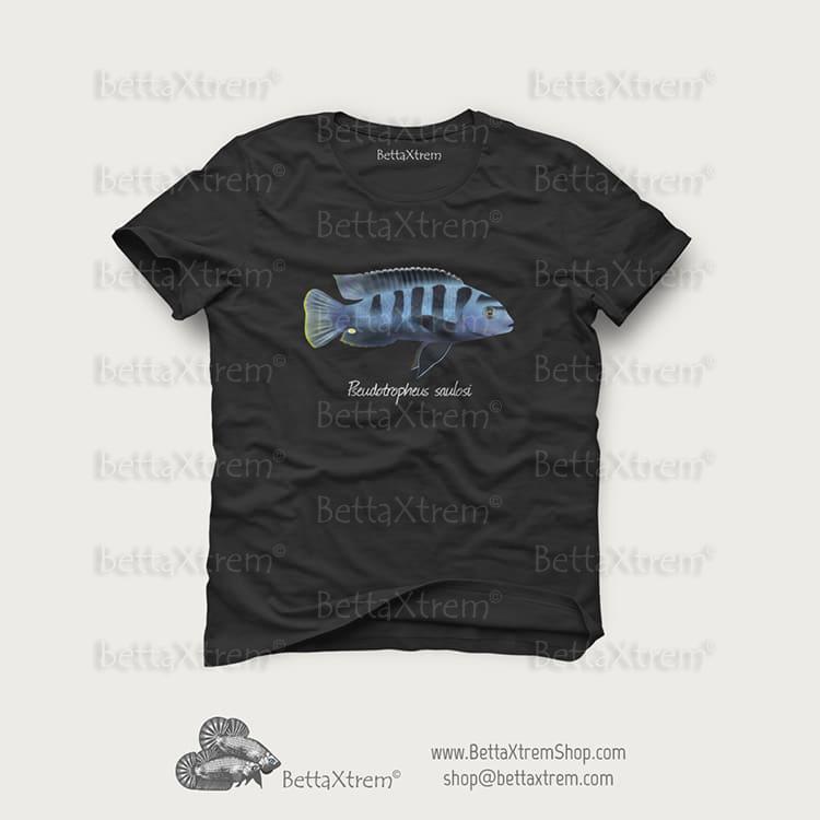 Camiseta Negra de Hombre Pseudotropheus saulosi