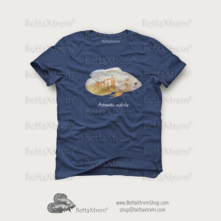 Camiseta Azul de Hombre Astronotus ocellatus albino 1