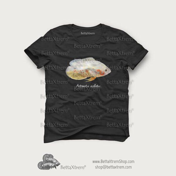 Camiseta Negra de Hombre Astronotus ocellatus albino 2