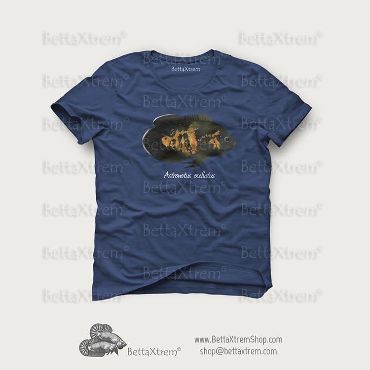 Camiseta Azul de Hombre Astronotus ocellatus
